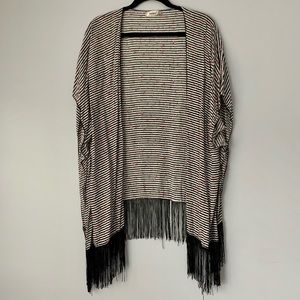 Black and White Stripe Floral Kimono